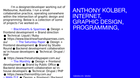 Anthony Kolber, Internet, Graphic Design, Programming